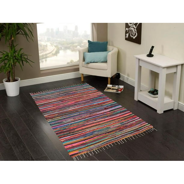 ALISON COTTON RUG ROUND CHINDI Circle Floor mat Large Carpet FREE POST*